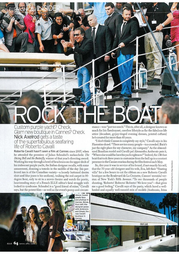 Roberto Cavalli Rock the Boat on Elle Usa August 2011
